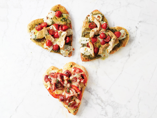 Mini Heart Shaped Chicken Pizzas