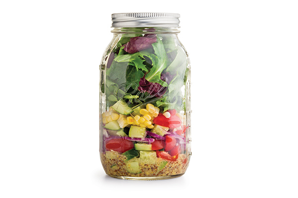 Salad in glass jar stock image. Image of lettuce, mixed - 50992379