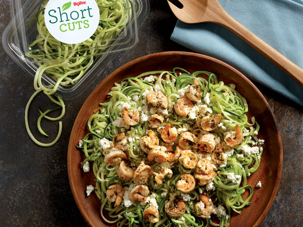 Zucchini Noodles with Avocado Pesto & Shrimp