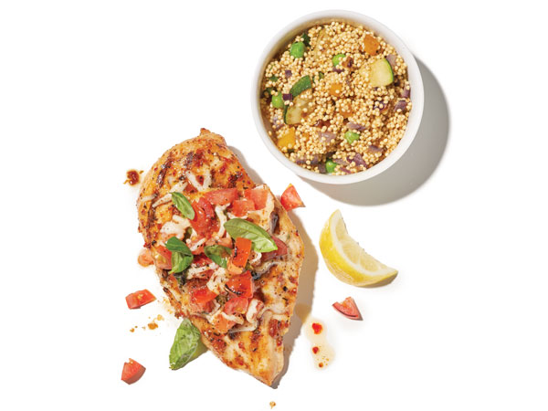 Grilled Bruschetta Chicken With Vegetable Millet Pilaf Hy Vee