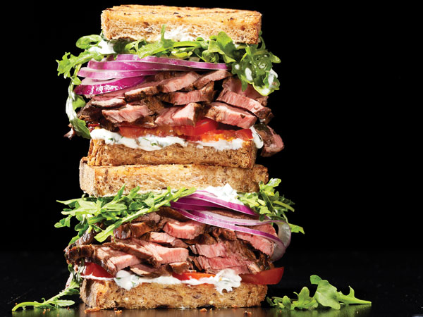 Easy Dinner: Grilled Flank Steak Sandwiches (& White Cheddar Spread!)