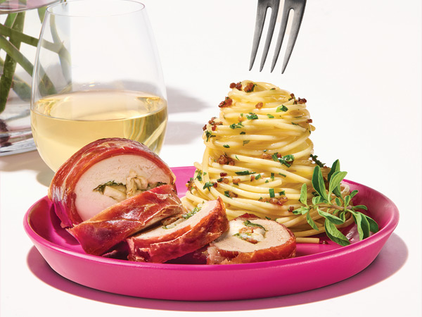 Air-Fried Stuffed Chicken 'n' Spaghetti Dinner  |  Hy-Vee